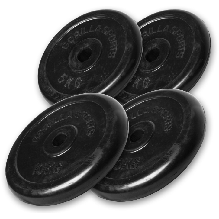 GORILLA SPORTS® - Set de discos de pesas (2 x 10 kg + 2 x 5 kg) :  : Deportes y aire libre