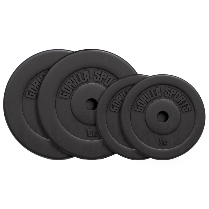 CP Sports - Juego de discos de pesas (30/31 mm, 26 kg, 30 kg y 52 kg,  plástico, entrenamiento de fuerza, fitness, culturismo, placas de contorno)